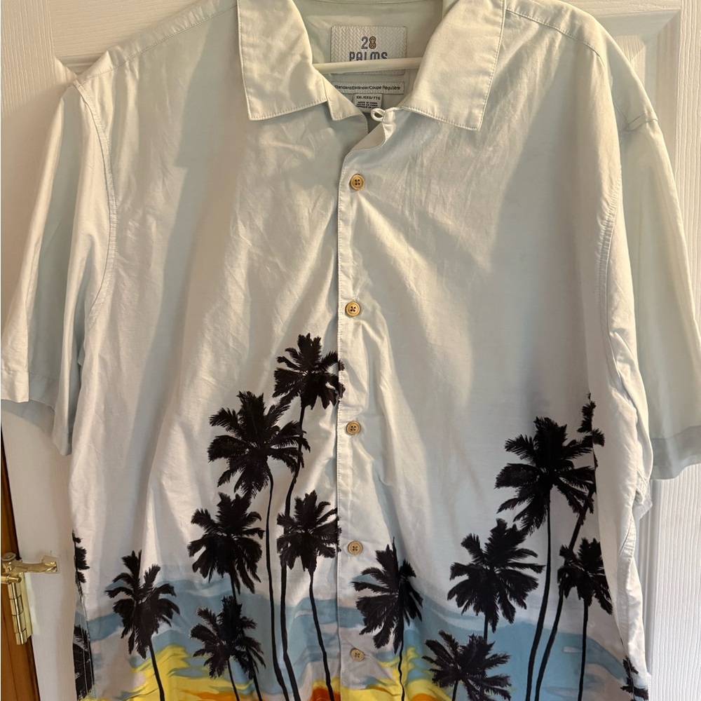 White and Black Palm Tree Men's Casual Shirt